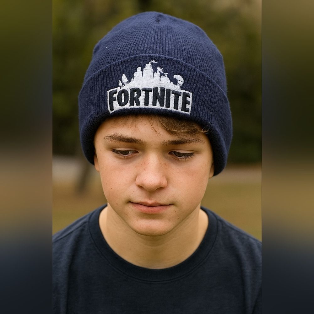 Fortnite Logo Navy Blue Beanie Youth Size Official Fortnite Toboggan Video Ga